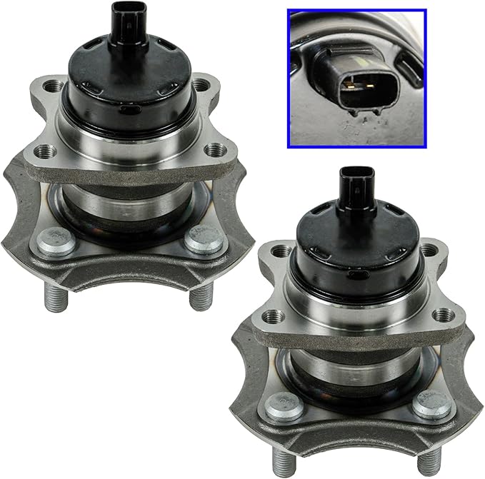 TRQ Rear Driver and Passenger Side Wheel Bearing and Hub Assembly Set 2 Piece Compatible with 2000-2005 Toyota Echo 4 Wheel ABS Brakes 2004-2006 Scion xA 2004-2006 xB