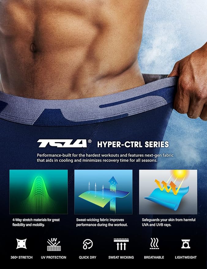 TSLA Men's Compression Pants - Cool Dry Athletic Sports Workout Running Tights Leggings Baselayer