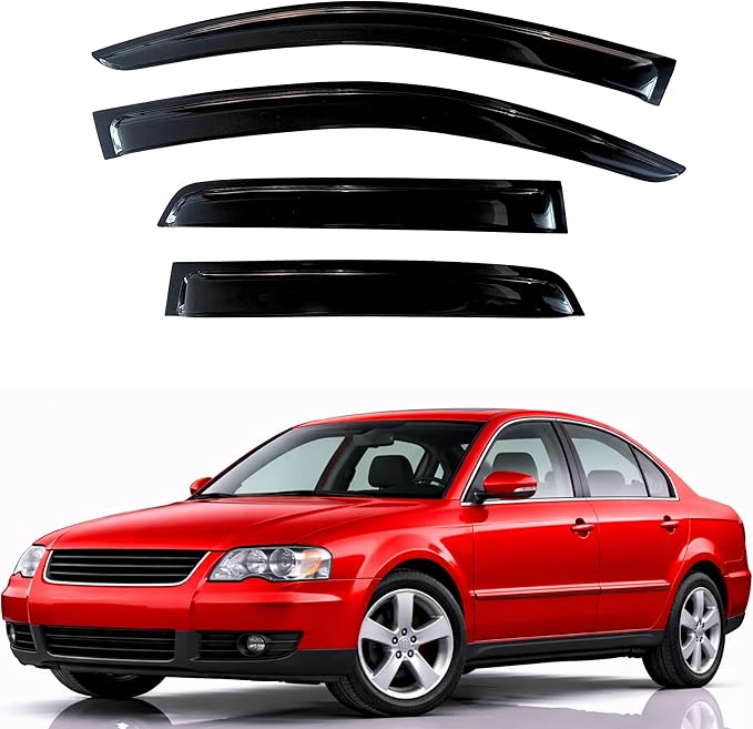 KPY Rain Guards Fit for 1997-2005 Volkswagen Passat, Out-Channel Window Visors Vent Wind Deflectors 4PC, Car Accessories for 97-05 VW Passat