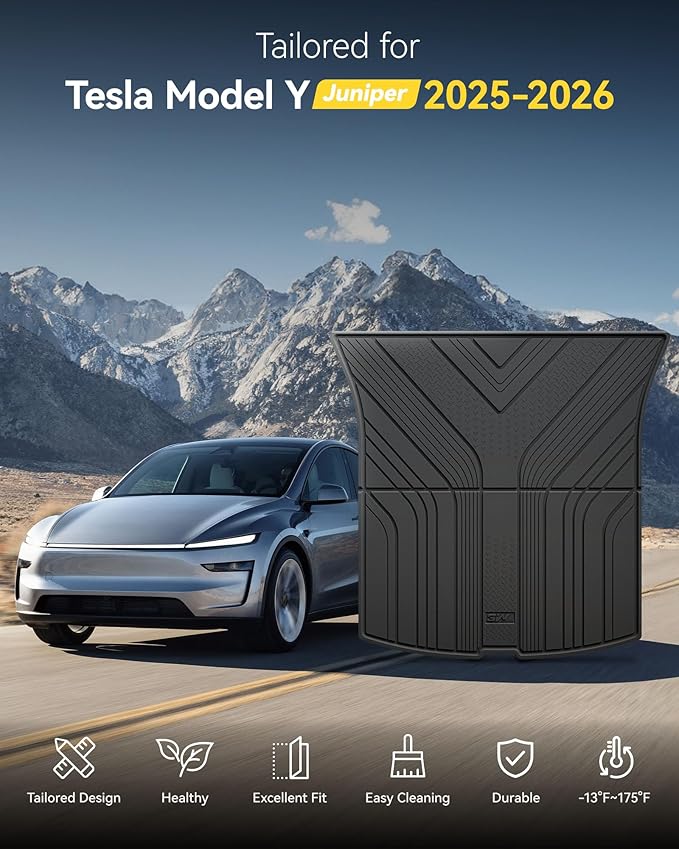3W 2025 2026 Tesla Model Y Juniper Cargo Mat with Front & Rear Trunk Mats Cargo Liners Anti-Slip TPE All Weather Accessories Vigormold™