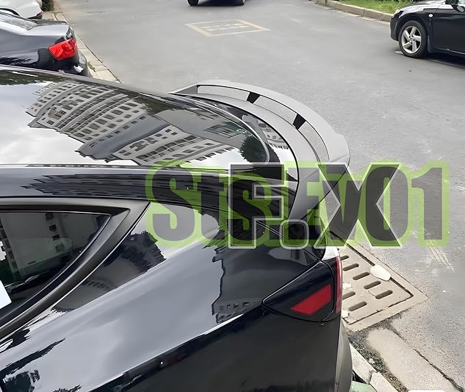 STSEV01 Rear Trunk Spoiler Wing Compatible with Tesla Model Y 2020-2024, Painted Glossy Black 2-Layer Hollow Out Performance Style DeckLid Lip Exterior Accessories