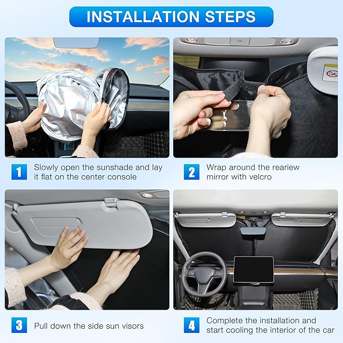 INSAUTO Custom Fit Windshield Sun Shade Accessories for Mini Cooper F55 2014-2025, Foldable Front Window Sunshade, UV & Heat Reflector, Keeps Interior Cool, Includes Storage Bag