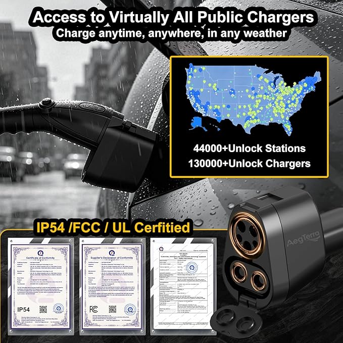 Upgraded 2in1 CCS1 & J1772 to NACS(Tesla) Adapter, Max 250KW 500A/AC Fast Charging/Level 1/2/3Chargers for Tesla Model 3/Y/S/X/Cybertruck,Works with Electrify America/ChargePoint/EVgo