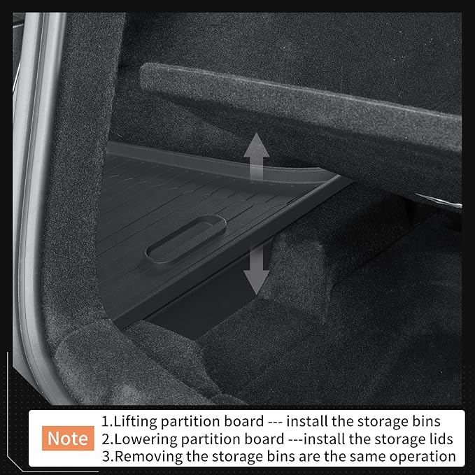 LUCKEASY Rear Trunk Storage Bins Fit for Tesla Model Y Juniper 2025 2026 Trunk Side Storage Box with Lids Rear Cargo Garbage Bins for Model Y Juniper 2025.03-Present Accessories Black TPE