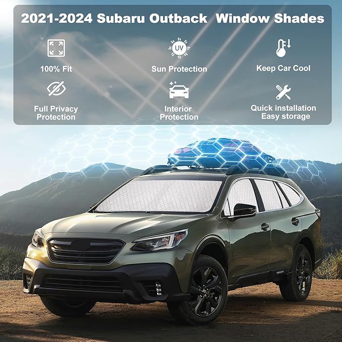 XCBYT 2021–2024 Outback Window Covers | 6-Layer Full Coverage Window Shade 99% Blackout Insulated Sun & UV Protection | Custom Fit Privacy Covers for Camping, Sleeping & Car Living (8 PCS)