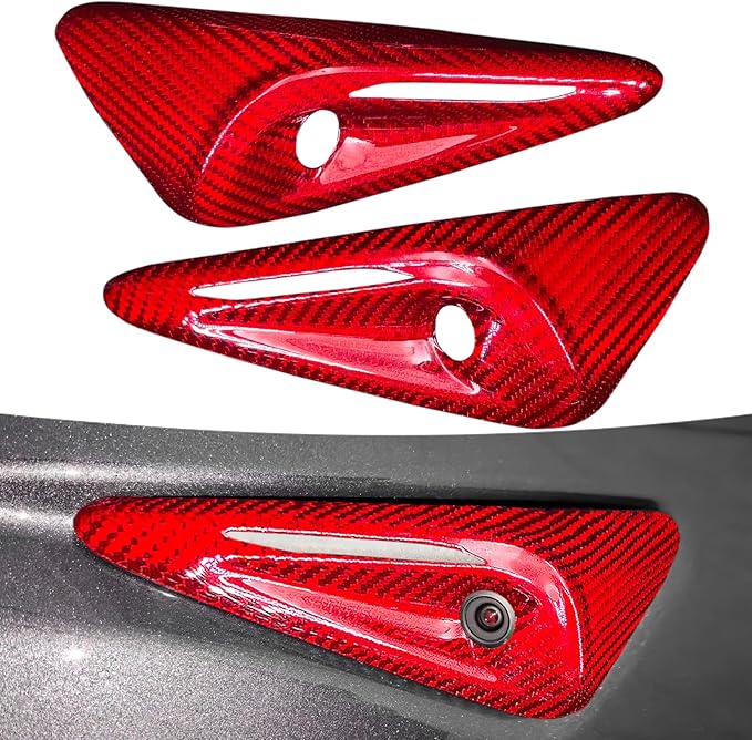 Carbar Dry Carbon Fiber Tesla Side Camera Cover for Model 3 Highland 2024 & Model Y Juniper 2025 - HW4.0 Compatible 3D Texture Accessories 360° Full Cover Protection