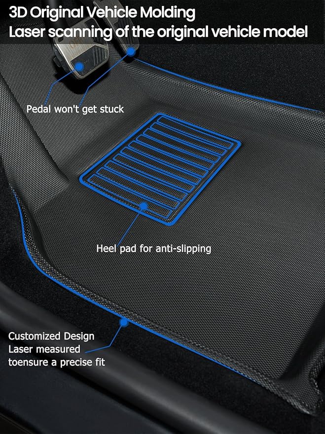 All-Weather Floor Mats for 2025-2026 Tesla Model Y Juniper - TPE Waterproof & Anti-Slip Car Mats, Custom Fit Full Coverage Interior Accessories (5-Seater)
