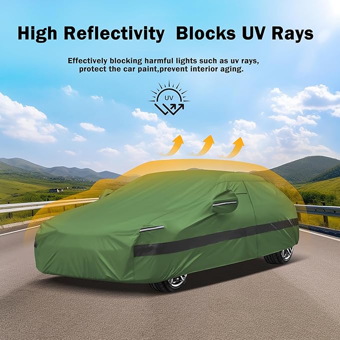 Heavy Duty Outdoor Car Cover Compatible with 2017-2026 Tesla Model 3,Waterproof All Weather for Automobiles, Outdoor Full Cover Rain Sun UV Protection with Zipper Cotton