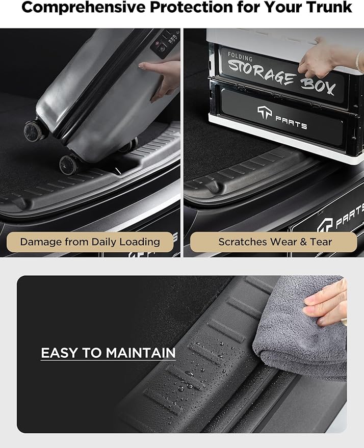TPARTS Tailgate Threshold Cover for Tesla Model Y Juniper 2026 2025 Anti-Scratch Trunk Bumper Guard Door Sill Protector TPE Trunk Sill Guard Model Y Interior Accessories (Premium/Performance)