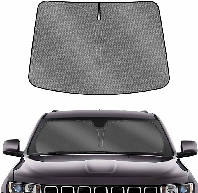 Karltys Front Windshield Sun Shade for 2011-2021 Jeep Grand Cherokee, Window Sunshade Cover Custom Fit Grand Cherokee, Foldable Sun Visor Protector Blocks Heat UV Rays Keep Your Car Cool
