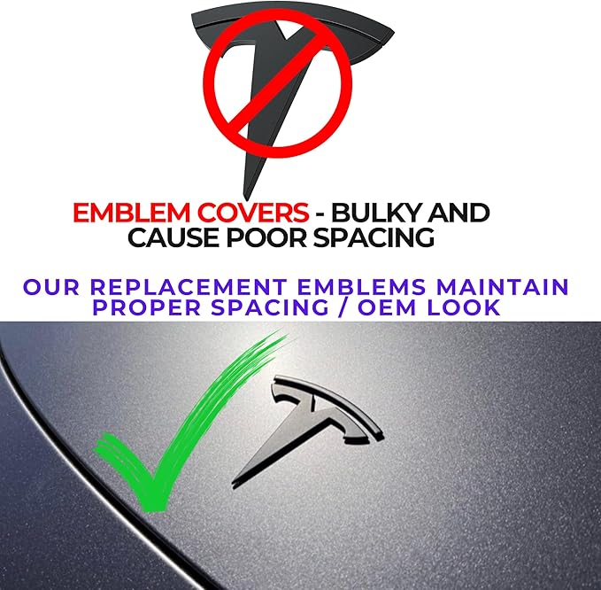 Metal Raised T Logo Tesla Letters Dual Motor Emblem Decal Sticker Matte Black Front Trunk Tailgate with 3M Adhesive for Tesla Model 3 Model Y Highland Juniper (Tesla Letters & T Logo & Dual Motor)