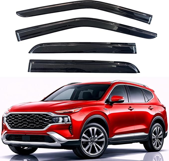 KPY Rain Guards Fit for 2019-2023 Hyundai Santa Fe, Out-Channel Window Visors Vent Wind Deflectors 4PC, Car Accessories for 19-23 Santa Fe