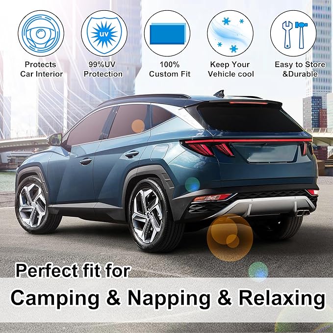 8PCS YYCKE Window Shades for Tucson 2016-2021 for Hyundai Accessories Car Side Full Windows Rear Triangular Windshield Sun Shade Sun UV Rays & Privacy Protection for Camping,Napping,and Relaxing