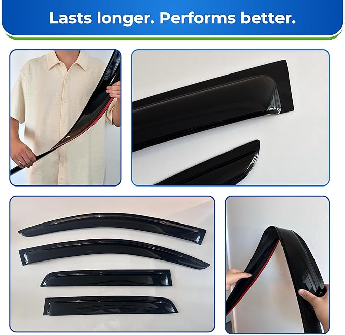 KPY Rain Guard Compatible with Honda Accord Coupe 1998-2002, 2PC Window Visor Side Window Vent Deflectors Tape-On Style, 1998 1999 2000 2001 2002