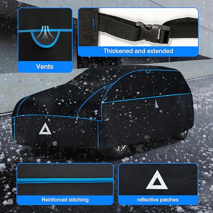 Hail Protector Car Cover for Minivan(Length:200-206inch) + Gift Windshield Sunshade, Multi-Layered EVA Hail Proof Car Cover, Padded Car Hail Protector Blanket for Odyssey Sienna Caravan Pacifica etc.
