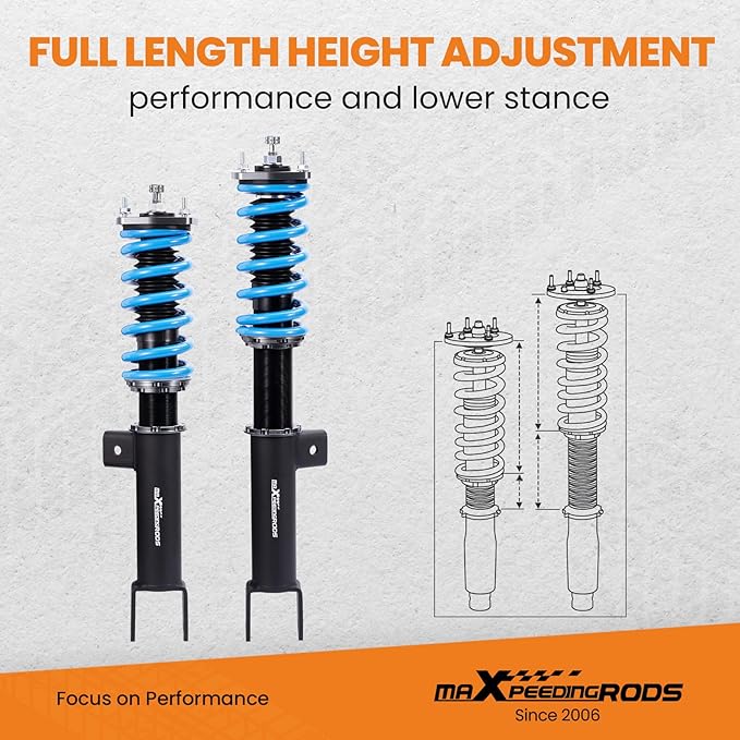 maXpeedingrods Coilovers for Tesla model 3 RWD 2017+, 24 Level Adjustable Damper Coil-overs Suspension Kit, Height Adjustable T6 Upgraded Lowering Kits, Blue
