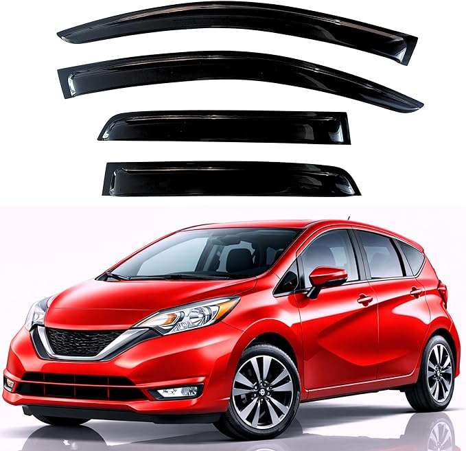 KPY Rain Guards Fit for 2014-2019 Nissan Versa Note Hatchback, Out-Channel Window Visors Vent Wind Deflectors 4PC, Car Accessories for 14-19 Versa Note (Hatchback Only)