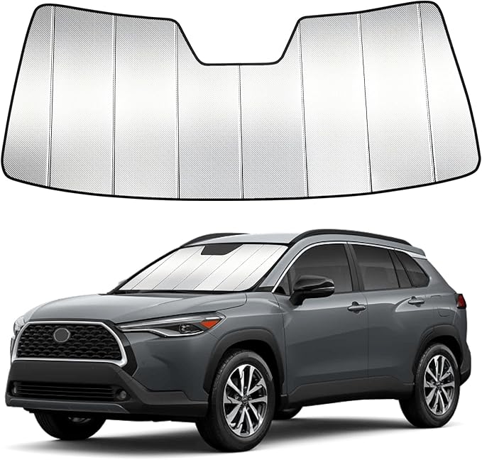 Windshield Sun Shade Custom Fit for Toyota Corolla Cross 2022-2025, Accordion Folding Thick Window Sunshade Block Heat 99% UV Rays Sun Visor Keep Cooler Car Accessories