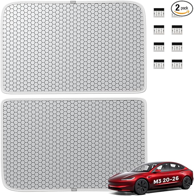 2-Piece Magnetic Sunshade Roof for Tesla Model 3 2020-2026: Premium Graphene Thickened Ice-Film Sunroof Shade, Quick Installation, Superior Heat Insulation & Zero Sagging, Silver
