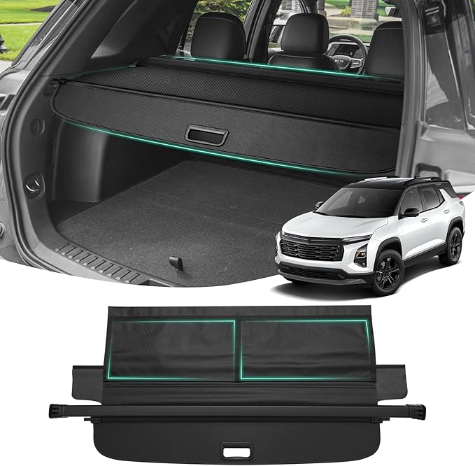 Powerty Cargo Cover for 2025 2026 Chevy Chevrolet Equinox & GMC Terrain Accessories Trunk Cover Retractable Trunk Shielding Shade Cargo Luggage Cover with Storage Cargo Net No Gap