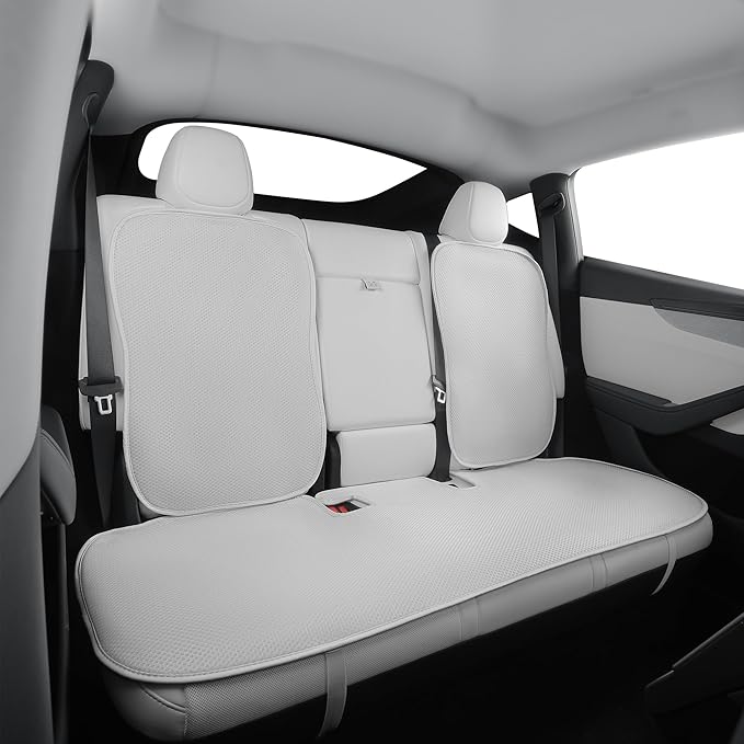 Rear Seat Cushion for Tesla Model Y Juniper 2020-2026 Car Back Seat Cover Soft and Non-Slip Car Seat Bottom Protector for Model Y Launch Series Accessories, White