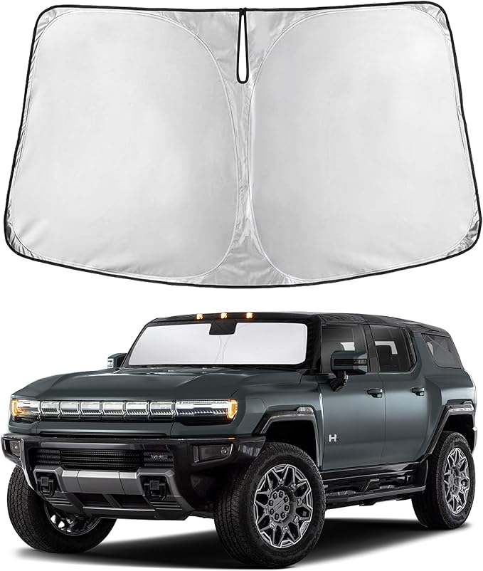 EcoNour Windshield Sunshade Compatible for GMC Hummer EV 2022-2023 2024 2025, Sun Visor for Front Windshield & Window Sun Shade Cover, UV Heat Blocker & Protector, Car Accessories