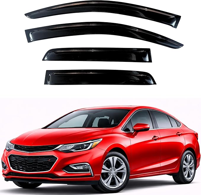 KPY Rain Guards Fit for 2016-2019 Chevrolet/Chevy Cruze, Out-Channel Window Visors Vent Wind Deflectors 4PC, Car Accessories for 16-19 Cruze (Excludes Classic Model)