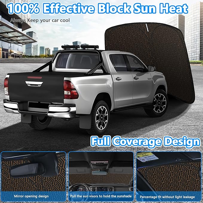 Iridescent Windshield Sun Shade Custom Fit Toyota Tacoma 2016-2024 2025, Upgrade 5 Layers 480T Laser Titanium Silver Window Car Sunshade, Rhombus Lattice Shades for Front Window, Block UV Rays Heat
