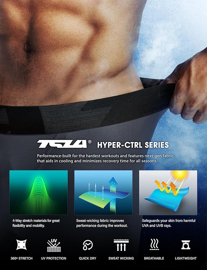 TSLA Men's Compression Pants - Cool Dry Athletic Sports Workout Running Tights Leggings Baselayer