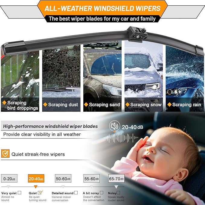 AUTOBOO 24"+19" Windshield Wipers Replacement for Mercedes-Benz CLA250 GLA250 CLA45 GLA45 AMG 2024 2023 2022 2021 2020 2019 2018 2017 2016 -Original Factory Quality (Pack of 2)