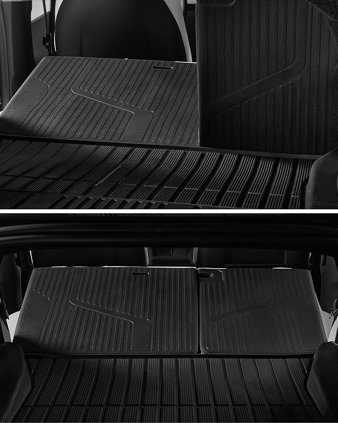 3W Tesla Model 3 Floor Mats 2026 2025 2024 with Mental Pedal, Full Set with Seatback Protector, Highland All Weather Custom Fit Rear Trunk Mat Accessories Black