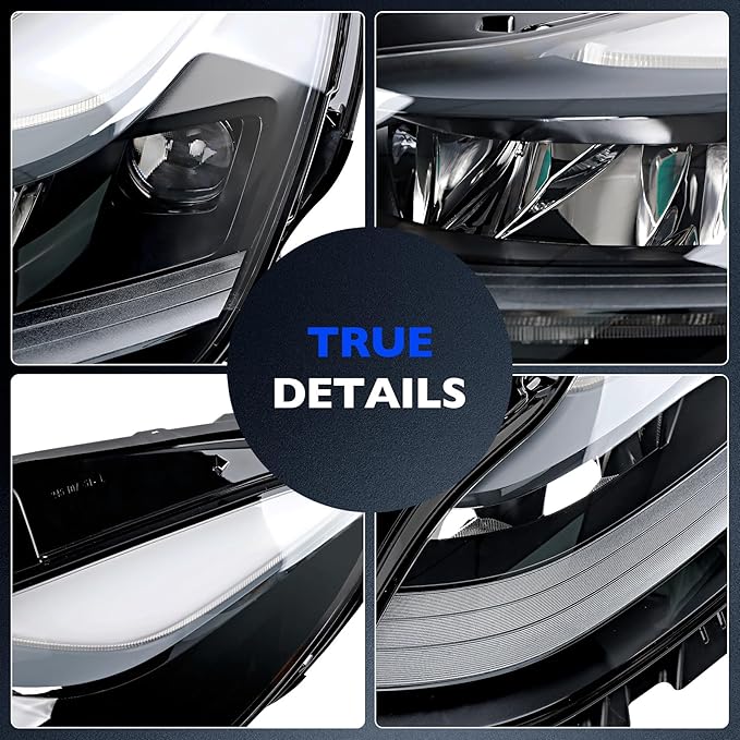 Full LED Headlights, Compatible with 2021-2023 Tesla 3 Tesla Y Base Mayor Performance Long Range Standard Estandar, Replace 1514952 151495200C 151495200D Left Driver Side Front Head Lights Assembly