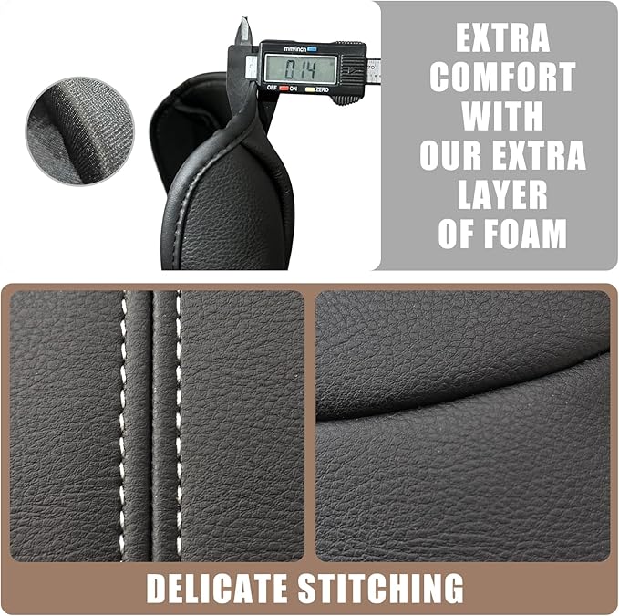 Muslogy Center Console Armrest Cover Fit for Honda Pilot 2023-2026, 2024-2026 Ridgeline/Passport Accessories, Comfort Armrest Pad Console Lid Cushion Vegan Leather Regular Thick(Black/White Trim)