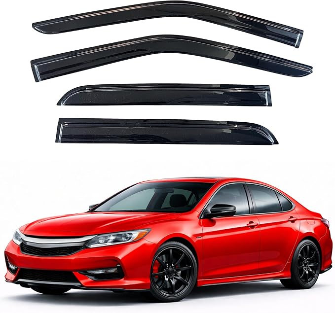 KPY Rain Guards Fit for 2008-2017 Honda Accord, Out-Channel Window Visors Vent Wind Deflectors 4PC, Car Accessories for 08-17 Accord (Sedan Only)