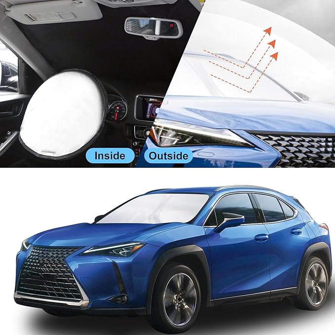 YYCKE Windshield Sun Shade Accessories Compatible with Lexus UX 2021 2022 2023 2024 2025 Foldable Sunshade Sun Visor Blocks UV