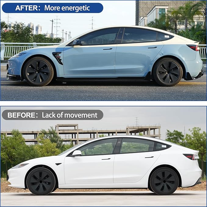 Car Side Skirt Upgrade Side Skirt Extension Splitter Lip for Tesla Model 3 Highland 2024 2025 Body Kit Glossy Black Dark-Knight Style Car Rocker Panels,Left Side & Right Side