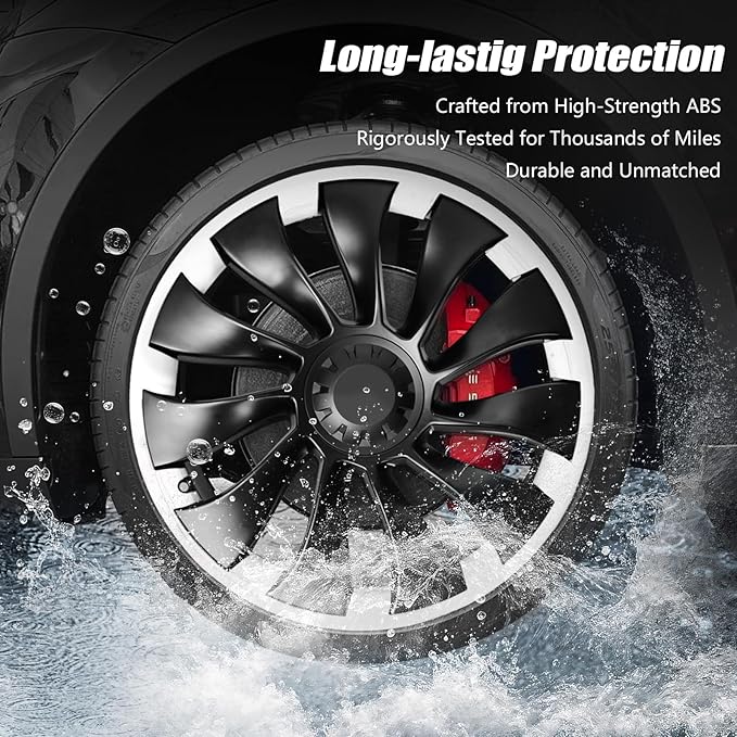 Wheel Rim Protect for Tesla Model Y 21" (2020-2024), Easy-Install Hubcaps Wheel Cover, Scratch-Resistant Car Tire Trim Rings, Stylish Design for Induction Wheels, Peal White 4Pcs Model Y Accessories