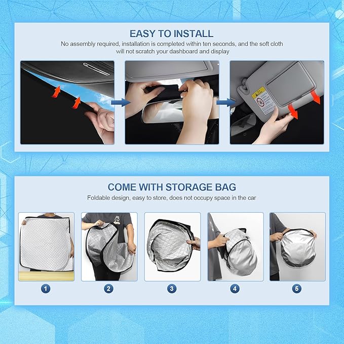 KMF 6pcs Thicken Sun Shades for Mazda 3 Hatchback (Not Sedan) 2014-2018 Accessories, Full Windshield Sunshade Car Window Covers for Side Rear, UV Block and Blackout Privacy for Camping