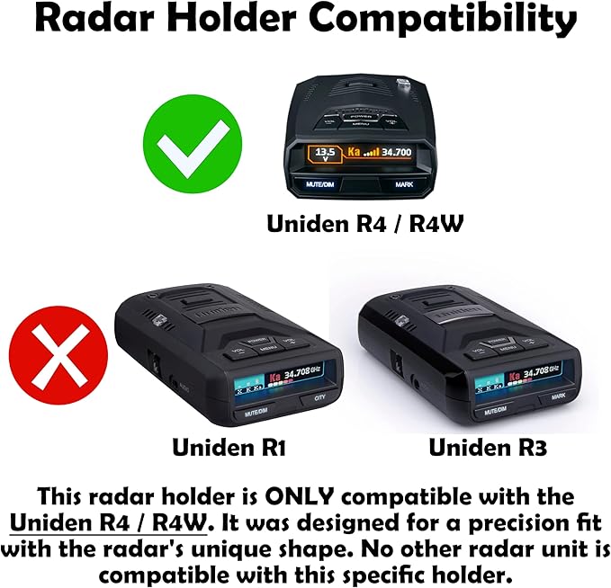 Radar Holder for Uniden R4/R4W Compatible with Tesla Vehicles - Black