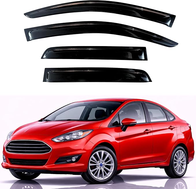 KPY Rain Guards Fit for 2009-2019 Ford Fiesta Sedan, Out-Channel Window Visors Vent Wind Deflectors 4PC, Car Accessories for 09-19 Fiesta Sedan (Excludes Hatchback)