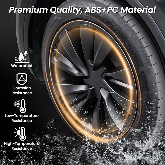Model Y Wheel Covers 19 inch Juniper Crossflow 2025 2026,19" Hurricane Matte Black Wheel Hubcaps Compatible with Tesla Model Y Accessories 2025 2026 (Refreshed Juniper Only 4PCS)
