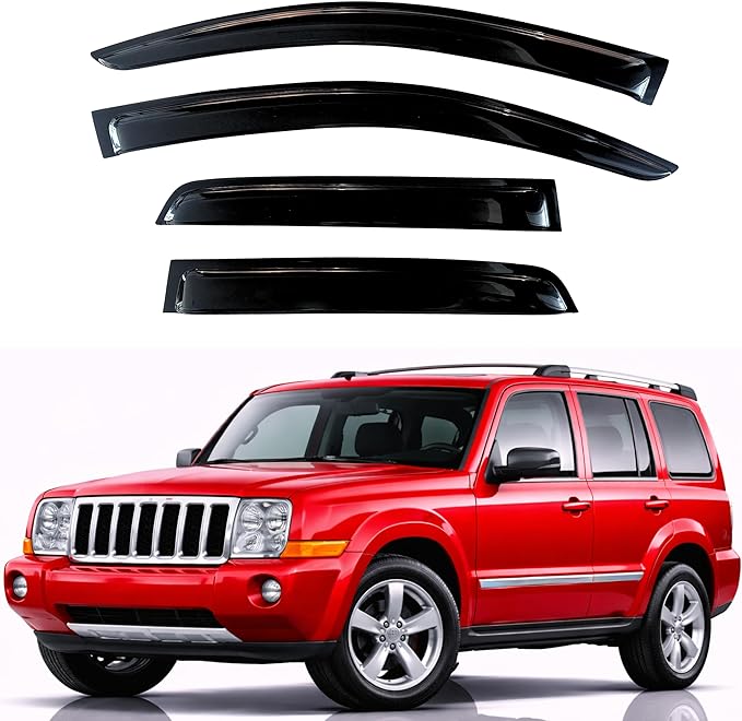 KPY Rain Guards Fit for 2006-2010 Jeep Commander, Out-Channel Window Visors Vent Wind Deflectors 4PC, Car Accessories for 06-10 Commander