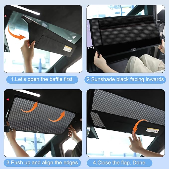 2025 2026 Upgraded Cybertruck Roof Sunshade Heat-Insulating, UV-Protective, Nano-Reflective Interior Accessories for Tesla Cybertruck 2026(Mesh style)
