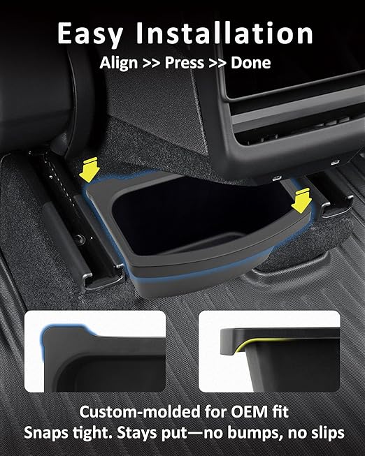 For Tesla Model Y Juniper Refresh 2026 2025 Rear Center Console Trash Can Garbage Bin, 2nd Row Under Seat Storage Box Organizer Tesla Y Accessories, Perfect Fit, TPE