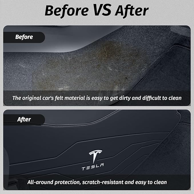 Center Console Leather Side Anti-Kick Mats(2 Pieces) Designed for Tesla Model Y Juniper(2025-2027),Waterproof, Dust Resistant, Front Seat Side Protector Cover Black