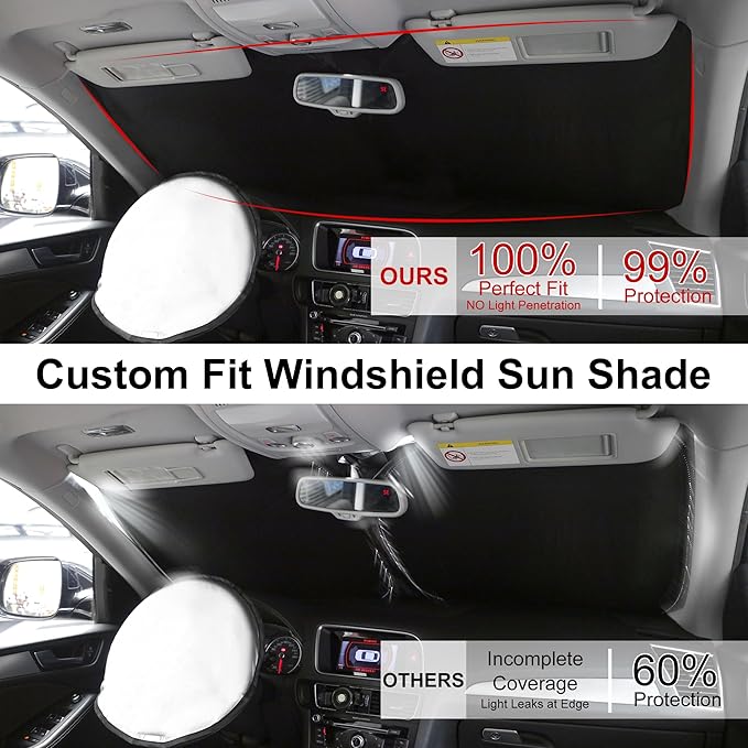 YYCKE Windshield Sun Shade Accessories Compatible with 2021-2024 2025 Trailblazer for Chevrolet Foldable Sunshade Sun Visor Blocks UV