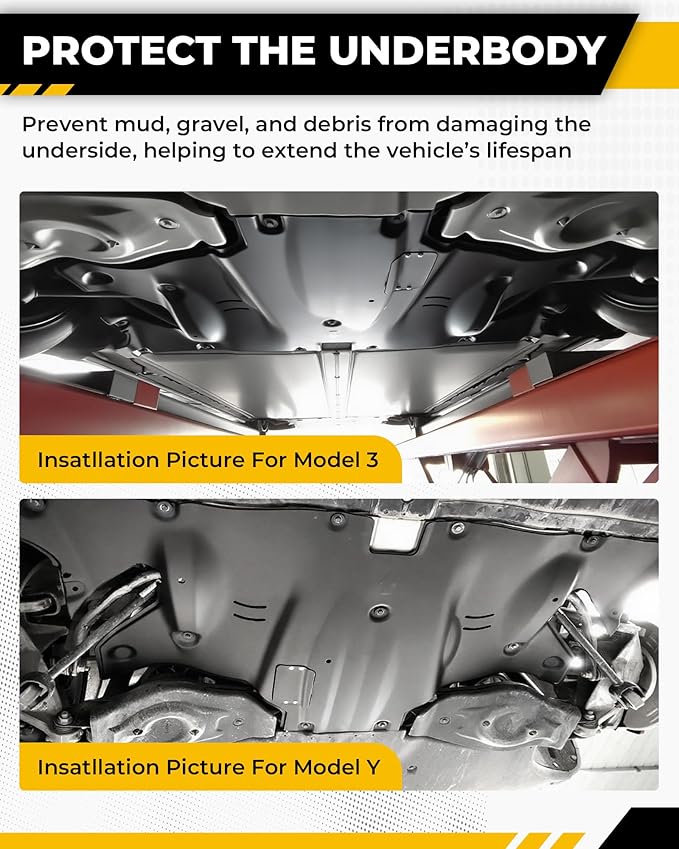 Aluminum Rear Skid Plate Fits for Tesla Model 3 2017-2025 & Tesla Model Y 2020-2024 Guard Plate Under Engine Guard Cover Chassis