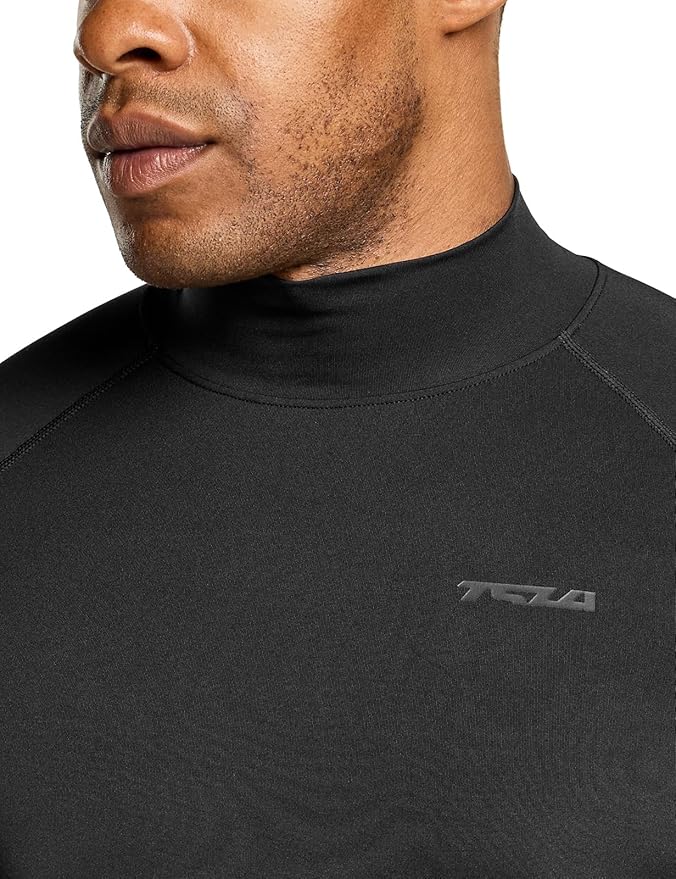 TSLA Men's Thermal Long Sleeve Compression Shirts, Mock/Turtleneck Winter Sports Running Base Layer Top
