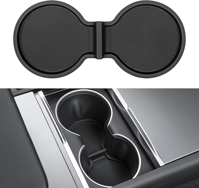 for Tesla Model Y 2026 Juniper Cup Holder Inserts Center Console Liner Coasters Mat Pad Compatible with 2017-2026 Model 3 & 2020-2026 Model Y Accessories