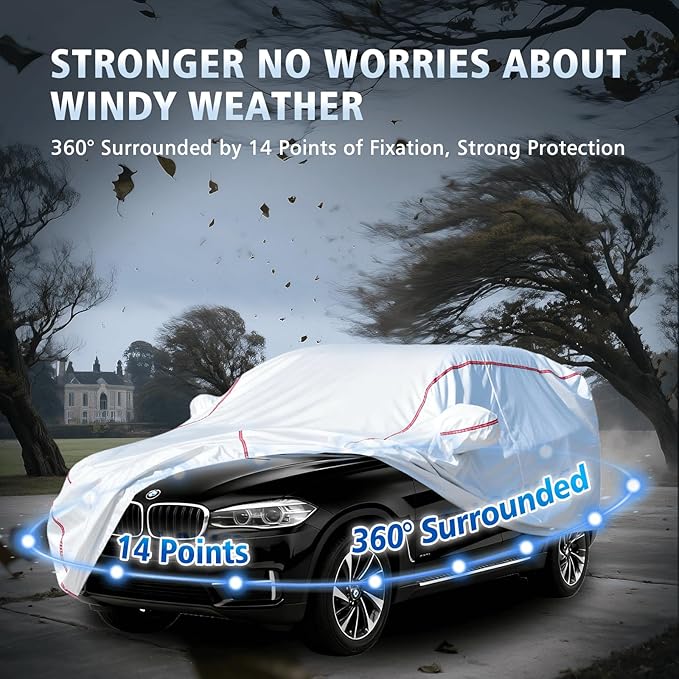 Car Cover Waterproof All Weather for BMW X3 2003-2025,All-Around Fastening and 4 Upgrades, 30s Quick-Install for Car Cover
